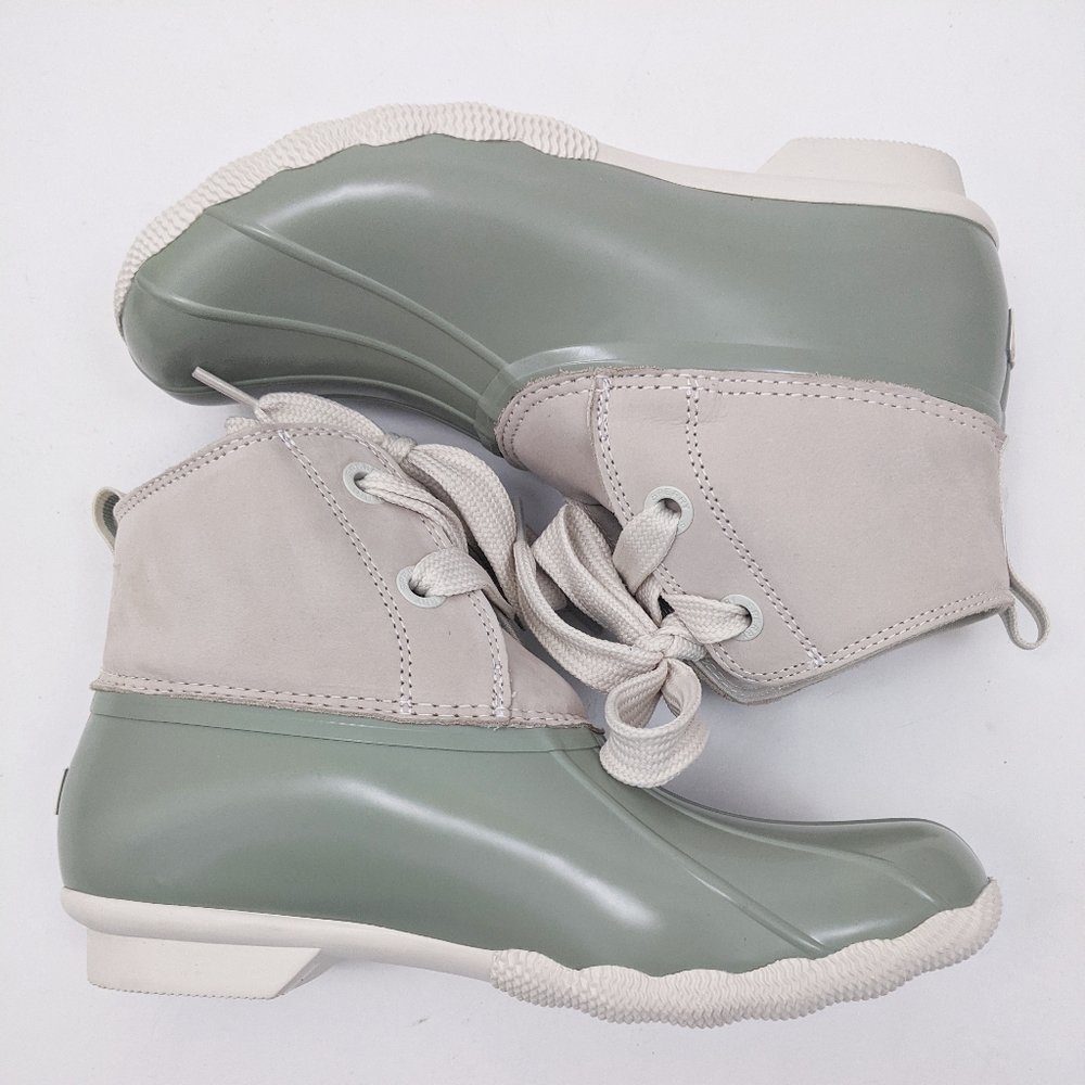 Sperry NEW Saltwater Nubuck Duck Boots Pink Gray - Picture 4 of 8